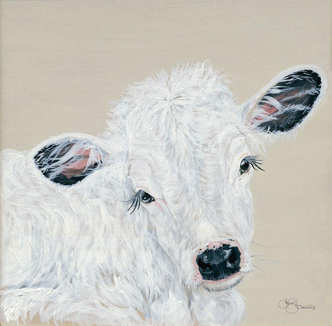 White Calf Black Ornate Wood Framed Art Print with Double Matting by Holllihocks Art