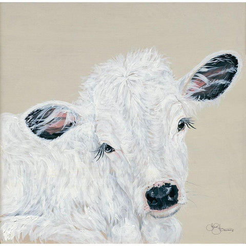 White Calf Black Modern Wood Framed Art Print by Holllihocks Art