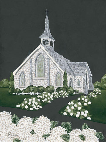 White Church White Modern Wood Framed Art Print with Double Matting by Hollihocks Art