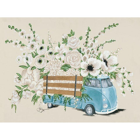 VW Bus White   White Modern Wood Framed Art Print by Hollihocks Art