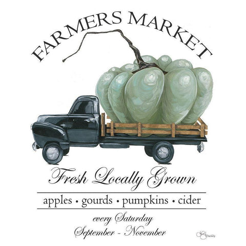 Farmers Market Truck Black Modern Wood Framed Art Print with Double Matting by Hollihocks Art
