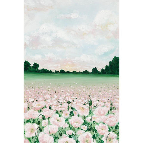 Pink Poppies Black Modern Wood Framed Art Print by Hollihocks Art