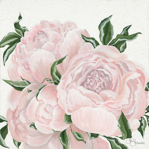 Pink Flowers Gold Ornate Wood Framed Art Print with Double Matting by Holllihocks Art