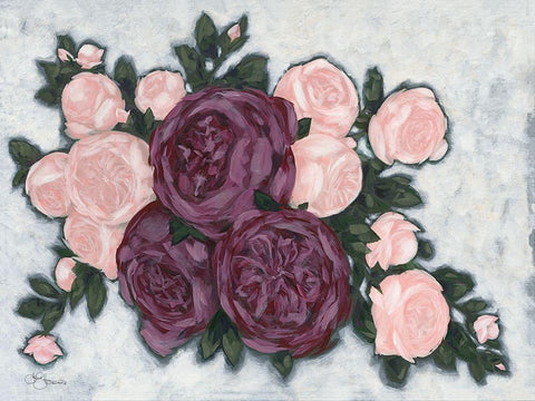 English Roses Black Ornate Wood Framed Art Print with Double Matting by Holllihocks Art