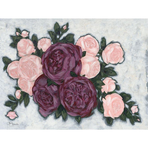 English Roses White Modern Wood Framed Art Print by Holllihocks Art