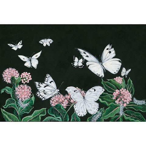 Butterflies Gold Ornate Wood Framed Art Print with Double Matting by Holllihocks Art