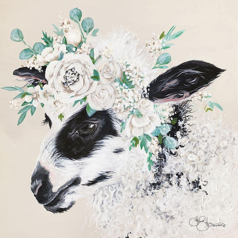 Grace the Lamb Black Modern Wood Framed Art Print by Hollihocks Art