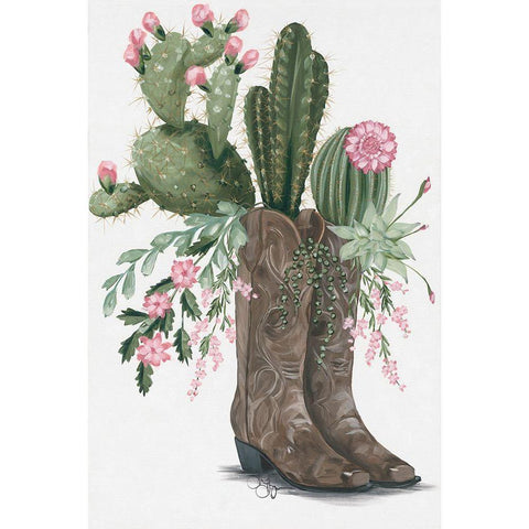 Cactus Boots    Black Modern Wood Framed Art Print by Hollihocks Art