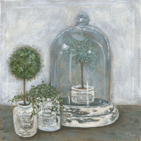 Little Topiaries     White Modern Wood Framed Art Print with Double Matting by Hollihocks Art