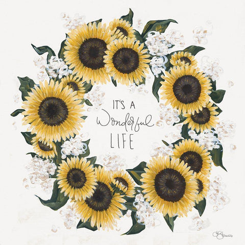 Its A Wonderful Life Wreath White Modern Wood Framed Art Print with Double Matting by Hollihocks Art