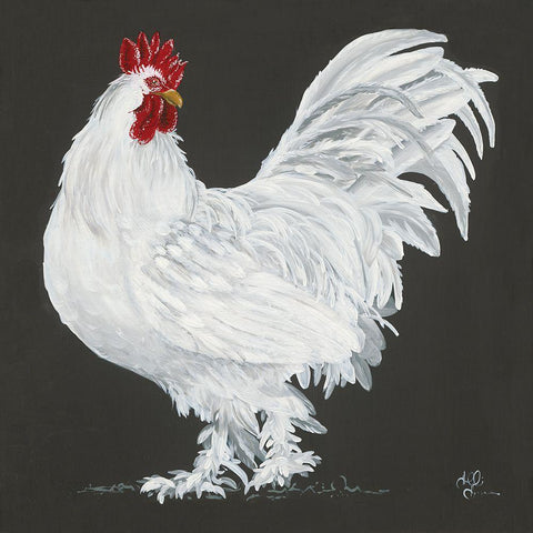 Rooster    White Modern Wood Framed Art Print with Double Matting by Hollihocks Art