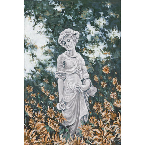 Here in the Garden  White Modern Wood Framed Art Print by Hollihocks Art