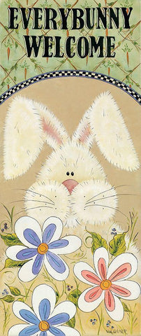 Every Bunny Welcome Black Ornate Wood Framed Art Print with Double Matting by Hilliker, Lisa