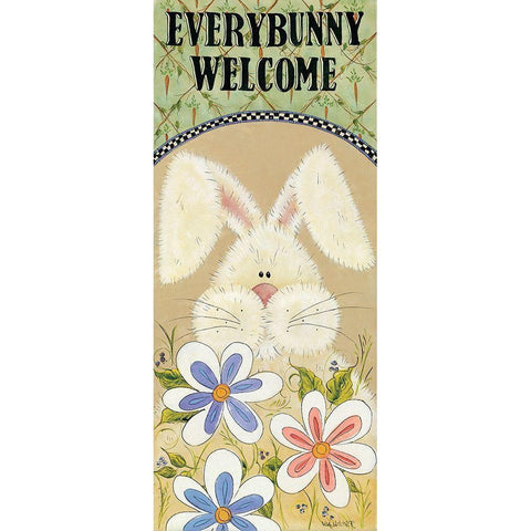 Every Bunny Welcome Gold Ornate Wood Framed Art Print with Double Matting by Hilliker, Lisa