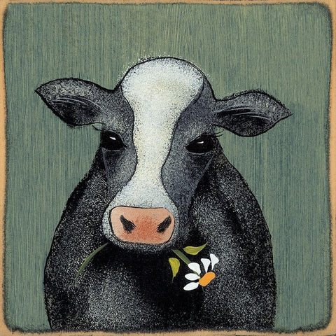 Miss Daisy Black Ornate Wood Framed Art Print with Double Matting by Hilliker, Lisa