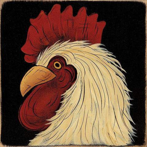 Mr. Rooster Black Ornate Wood Framed Art Print with Double Matting by Hilliker, Lisa