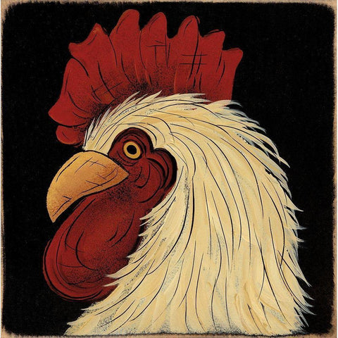 Mr. Rooster Black Modern Wood Framed Art Print by Hilliker, Lisa
