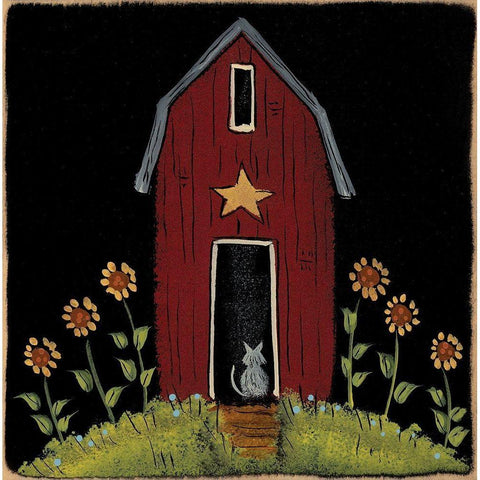 Cat Barn Black Modern Wood Framed Art Print by Hilliker, Lisa