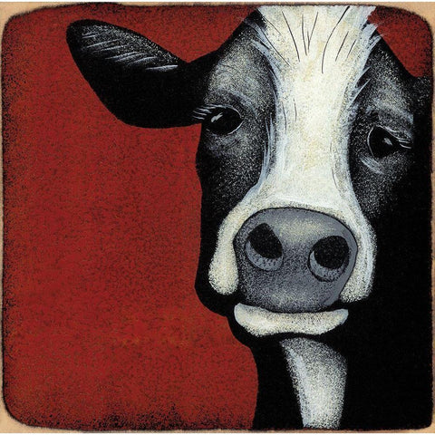 Ms. Moo Black Modern Wood Framed Art Print with Double Matting by Hilliker, Lisa
