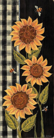 Farmhouse Sunflowers II Black Ornate Wood Framed Art Print with Double Matting by Hilliker, Lisa