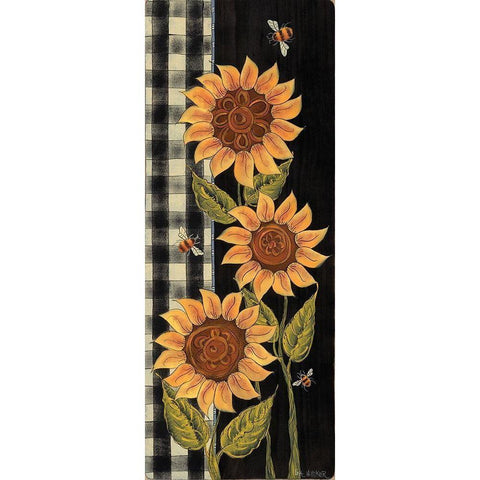 Farmhouse Sunflowers II Black Modern Wood Framed Art Print with Double Matting by Hilliker, Lisa