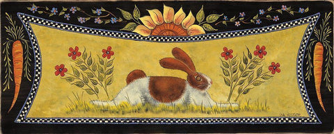 Sunny Bunny I White Modern Wood Framed Art Print with Double Matting by Hilliker, Lisa