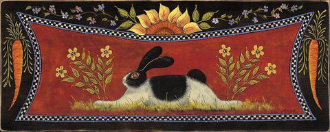Sunny Bunny II Black Ornate Wood Framed Art Print with Double Matting by Hilliker, Lisa