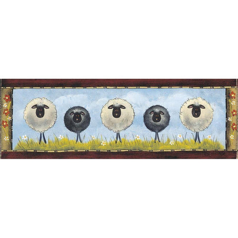 Sheep in the Meadow Black Modern Wood Framed Art Print by Hilliker, Lisa