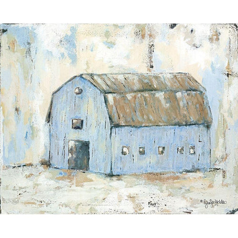 Blue Barnyard White Modern Wood Framed Art Print by Holden, Jennifer