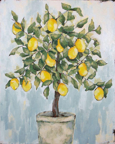 Lovely Lemons   White Modern Wood Framed Art Print with Double Matting by Holden, Jennifer