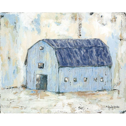 Blue Barnyard   White Modern Wood Framed Art Print by Holden, Jennifer