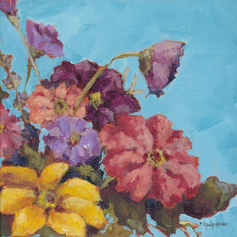 Katies Bouquet White Modern Wood Framed Art Print with Double Matting by Holden, Jennifer