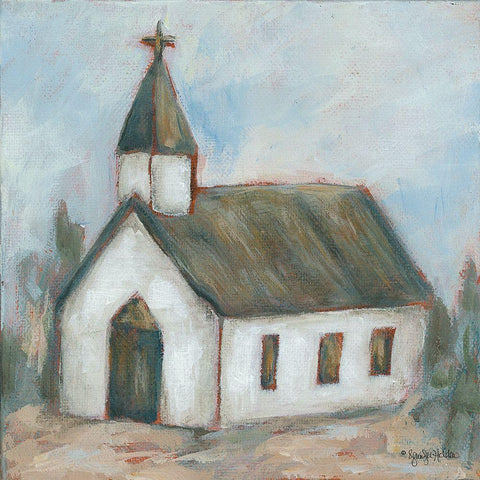 Chapel on the Hill White Modern Wood Framed Art Print by Holden, Jennifer