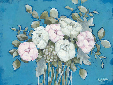 Summers Bouquet White Modern Wood Framed Art Print with Double Matting by Holden, Jennifer
