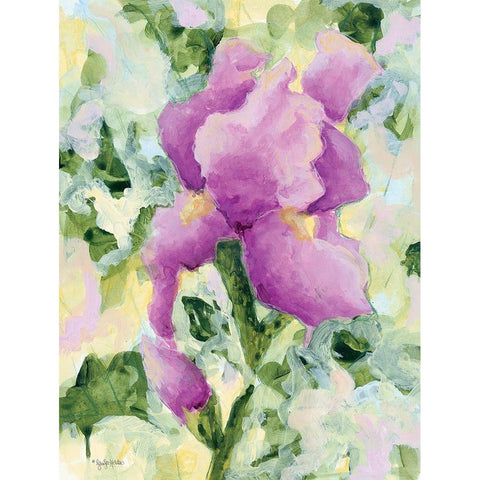 Purple Iris Gold Ornate Wood Framed Art Print with Double Matting by Holden, Jennifer