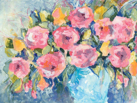 Cheerful Bouquet White Modern Wood Framed Art Print with Double Matting by Holden, Jennifer