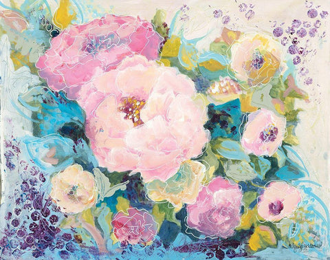 Fresh Florals White Modern Wood Framed Art Print with Double Matting by Holden, Jennifer
