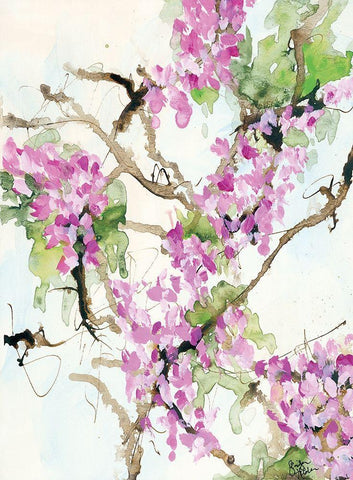Wisteria in Bloom Black Ornate Wood Framed Art Print with Double Matting by Holden, Jennifer