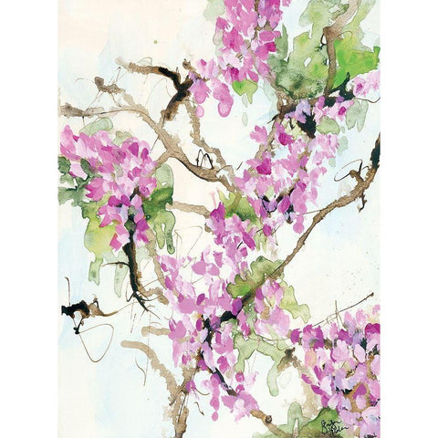 Wisteria in Bloom Black Modern Wood Framed Art Print with Double Matting by Holden, Jennifer