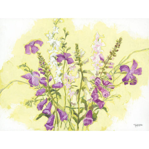 Purple Flowers White Modern Wood Framed Art Print by Holden, Jennifer