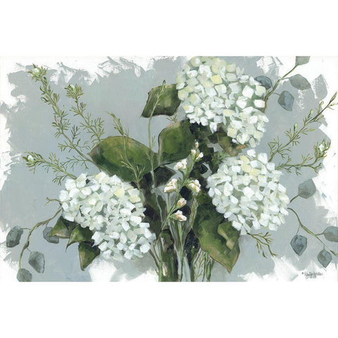 Hydrangeas in White Black Modern Wood Framed Art Print with Double Matting by Holden, Jennifer