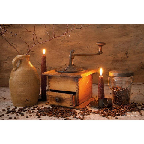 Early Morning Coffee Black Modern Wood Framed Art Print with Double Matting by Hoover, Irvin