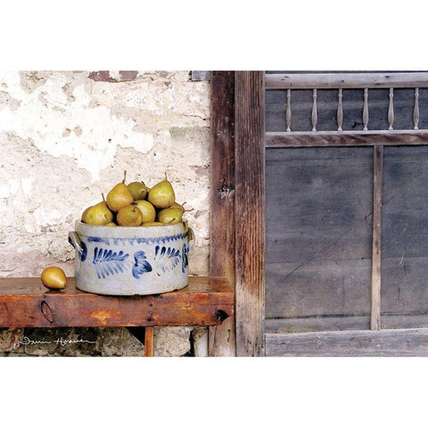 Bushel and a Peck Crock of Pears White Modern Wood Framed Art Print by Hoover, Irvin