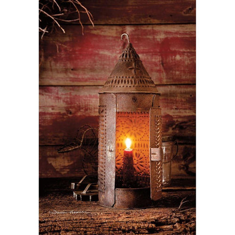 Tinners Lantern Black Modern Wood Framed Art Print by Hoover, Irvin