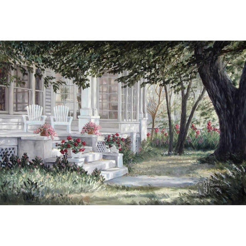 Country Porch Black Modern Wood Framed Art Print by Janisse, Georgia