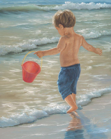 Water Play II Black Ornate Wood Framed Art Print with Double Matting by Janisse, Georgia