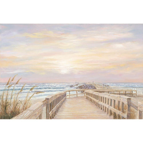 Ponce Inlet Jetty Sunrise White Modern Wood Framed Art Print by Janisse, Georgia