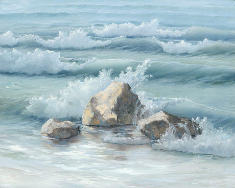 Steadfast in the Waves Black Ornate Wood Framed Art Print with Double Matting by Janisse, Georgia