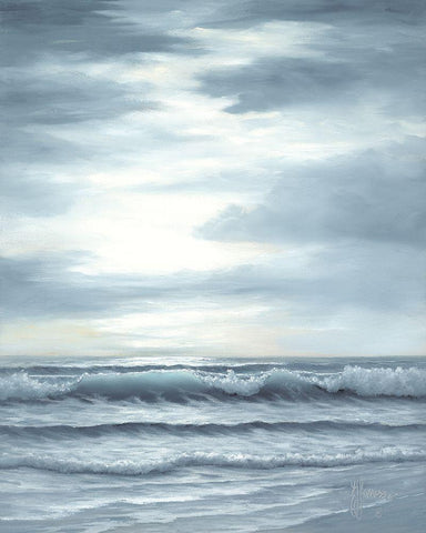 Seascape Black Ornate Wood Framed Art Print with Double Matting by Janisse, Georgia