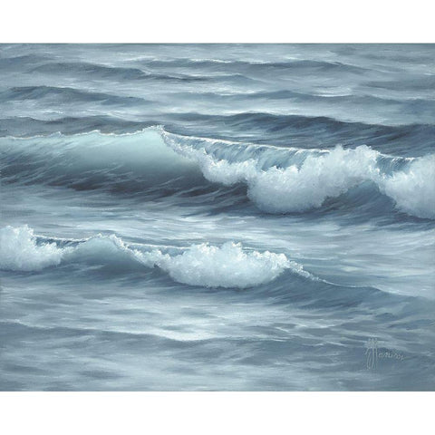 Waves Black Modern Wood Framed Art Print with Double Matting by Janisse, Georgia